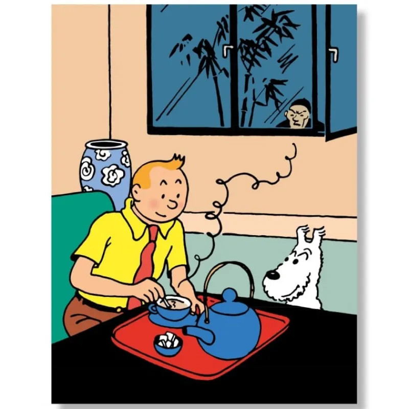 Online Poster-Kuifje drinkt thee Affiches